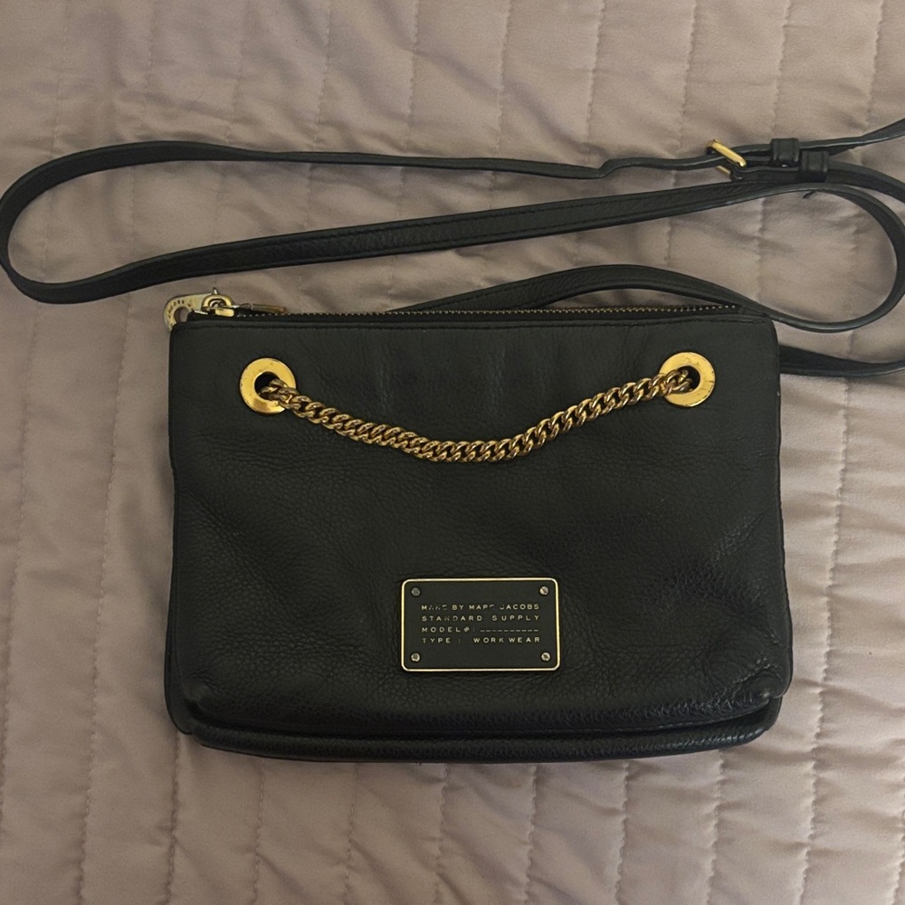 Marc By Marc Jacobs Black Crossbody Bag with Gold Chain